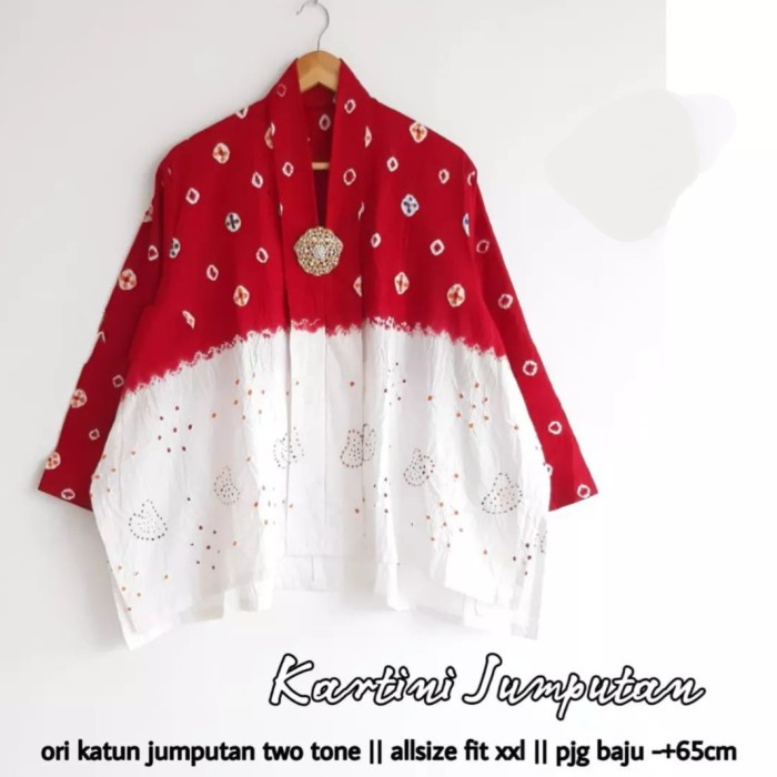 blus batik katun primisima blus Kerja madam blus merah putih