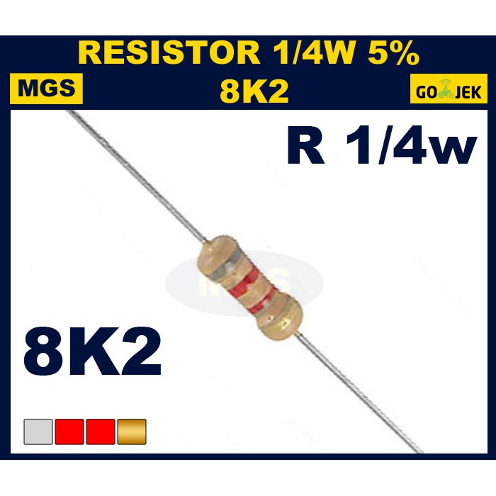 Resistor 1/4w 8K2 5% 1000PCS