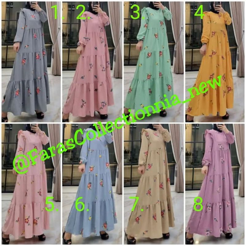Gamis Susun bahan kringkle bordir ori By Edness kayla