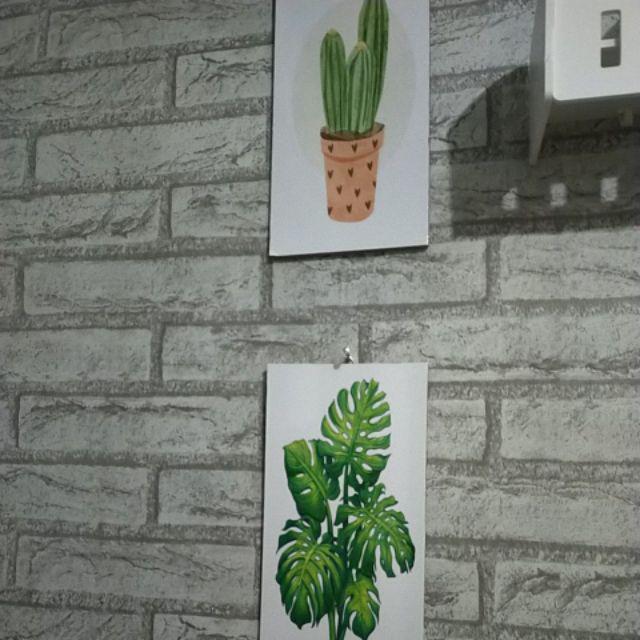 Hiasan Dinding Dekorasi Rumah Poster Kayu Bunga Abstrak Tanaman Vintage