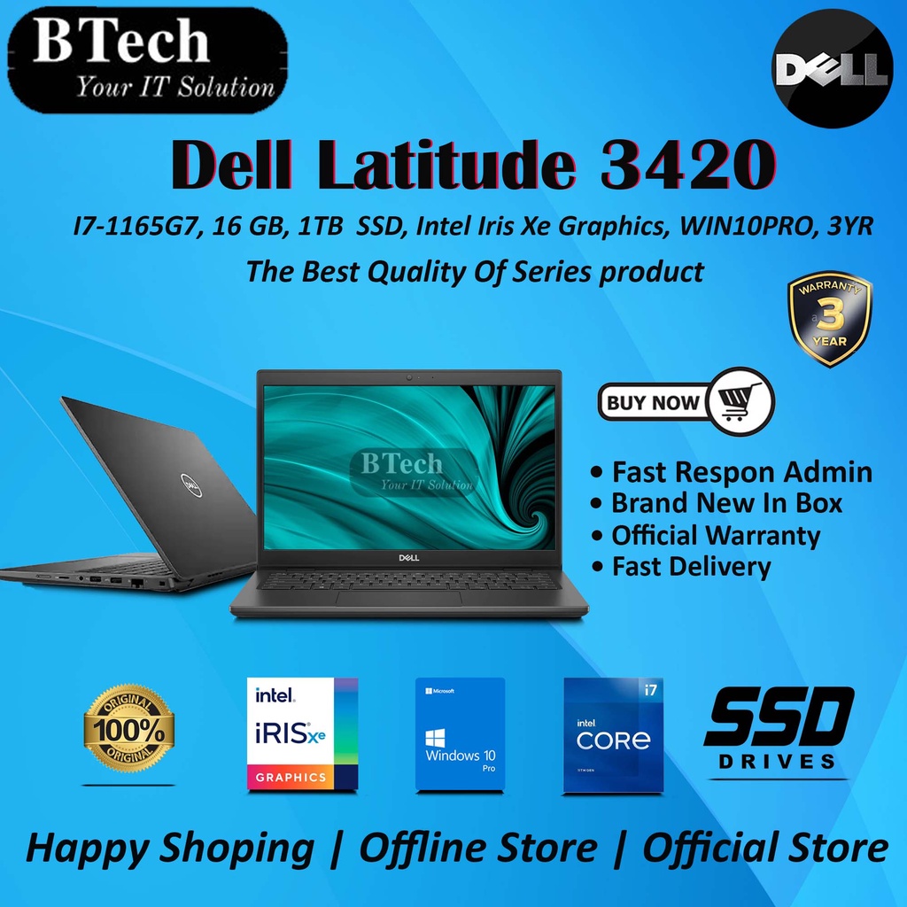 Dell Latitude 3420 I7-1165G7, 16GB, 1TB SSD, WIN10PRO, 3YRS