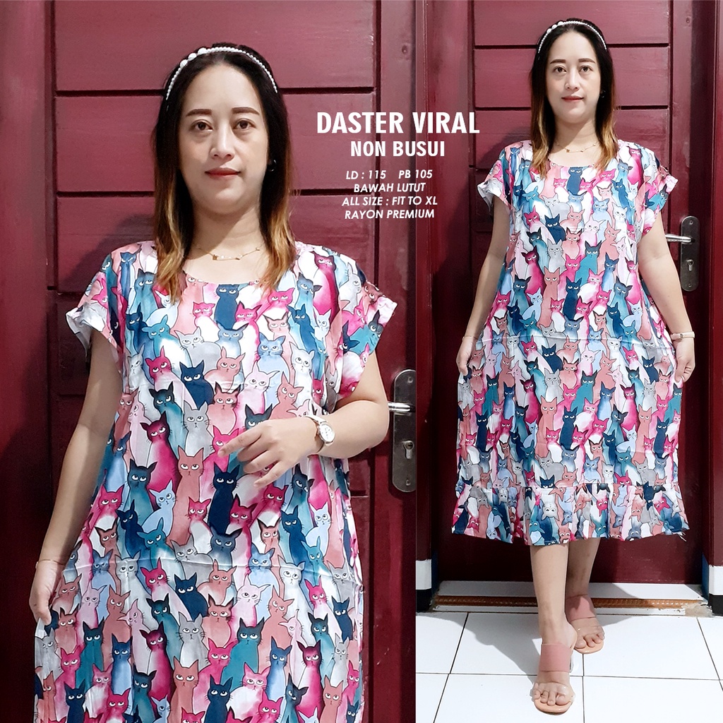 DASTER RUFFLE | DASTER VIRAL MOTIF | DASTER KEKINIAN | DASTER RAYON MURAH BAWAH LUTUT NON BUSUI-MOTIF 42