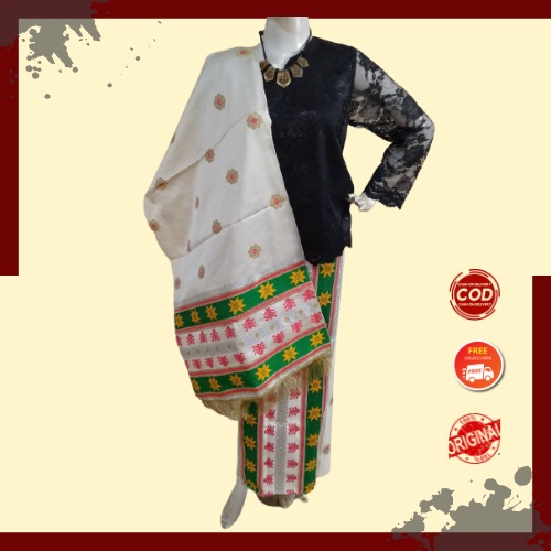 Kain Songket Khas Palembang Set Batak TumTum Cantik Manis Putih
