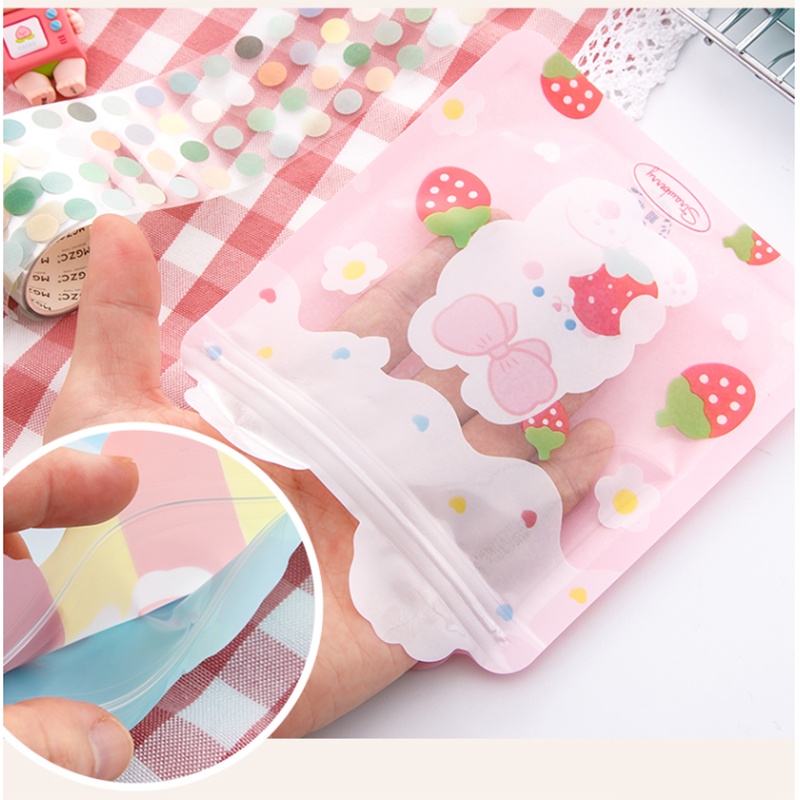 10pcs Kantong Plastik Transparan Anti Air Motif Kartun Holder Kue / Makanan