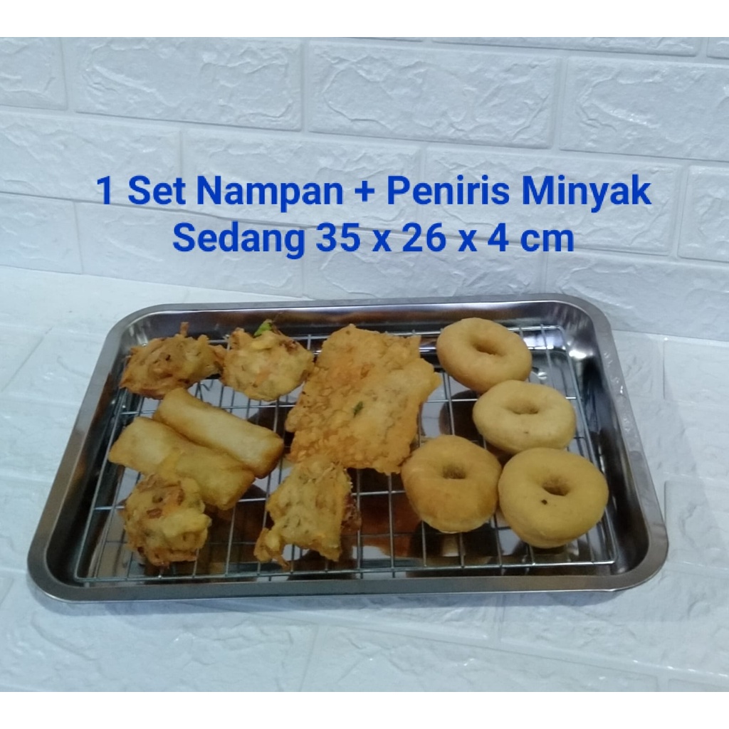 Nampan Stainless + Cooling Rack Peniris Minyak ( 1set )