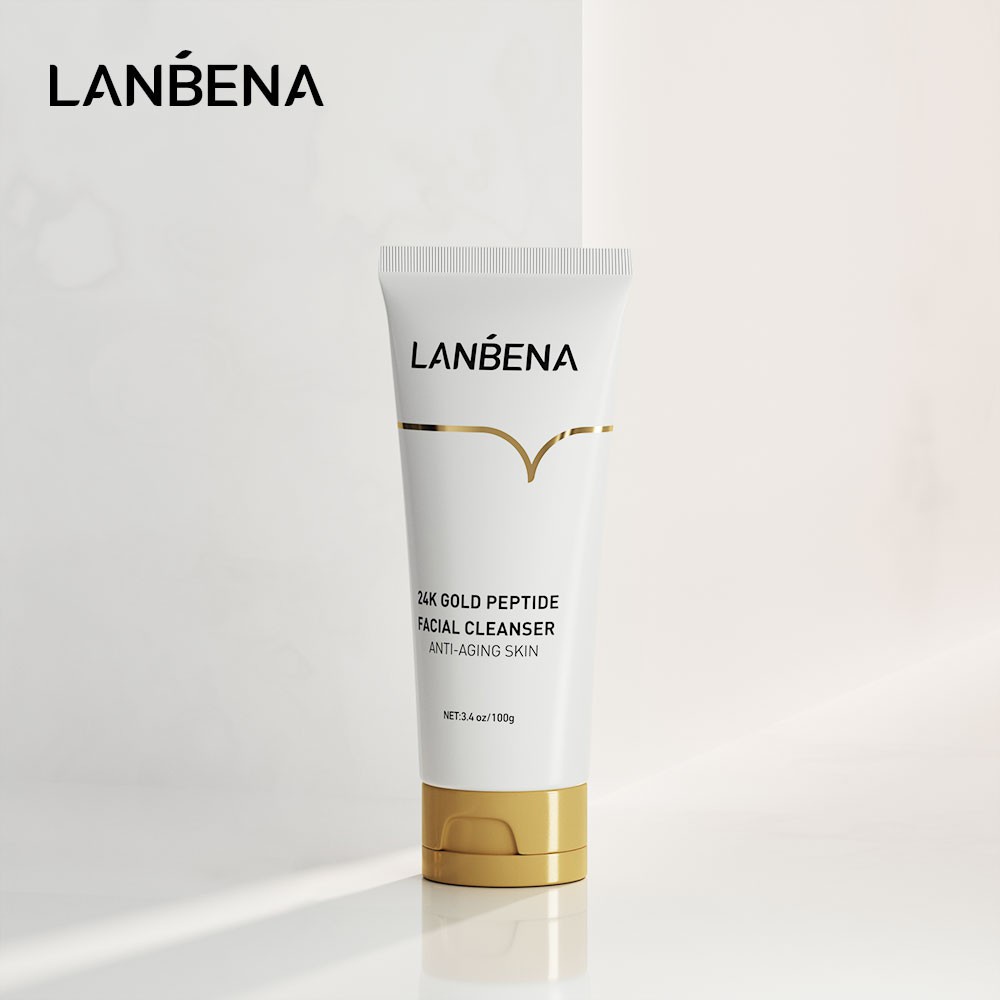 LANBENA 24k Gold Peptide Facial Cleanser Face Skin Care Wash Anti-Aging Oil Control Fades skin spots Face Cream Foam