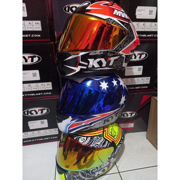 VISOR FLAT KYT~NFR NX-RACE NZ RACE IRIDIUM BLUE | RED GOLD