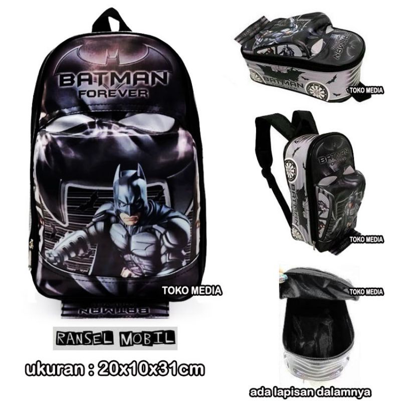 TAS RANSEL ANAK LAKI LAKI KARAKTER BATMAN MOBIL/COCOK UNTUK PAUD DAN BALITA