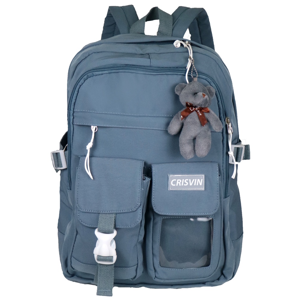 CRISVIN Tas Korea Import Ransel Remaja Kuliah Wanita dan Pria Tas Sekolah SD-SMP Backpack Fashion Korea Import #PS-53