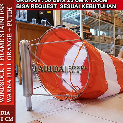 Paket Windsock dan frame diameter 50 Cm - Windsock orange putih