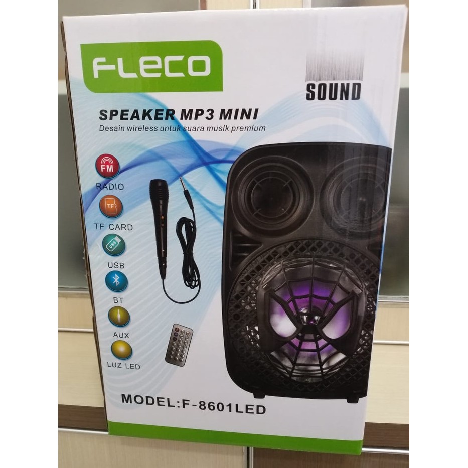 Speaker Bluetooth Karaoke Fleco F-8601 terbaru 8'5 inch (bonus mic)