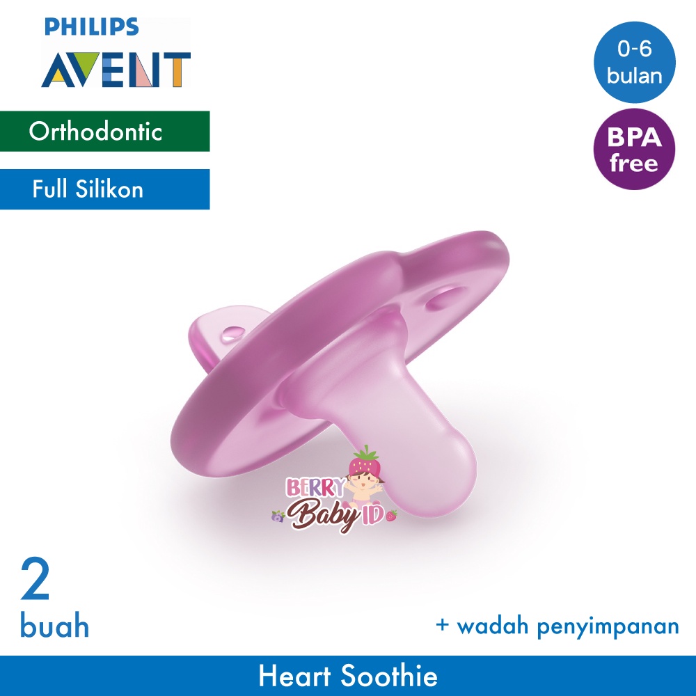 Philips Avent Soother Soothie Heart Empeng Silikon Bayi Pacifier 0-6m Berry Mart