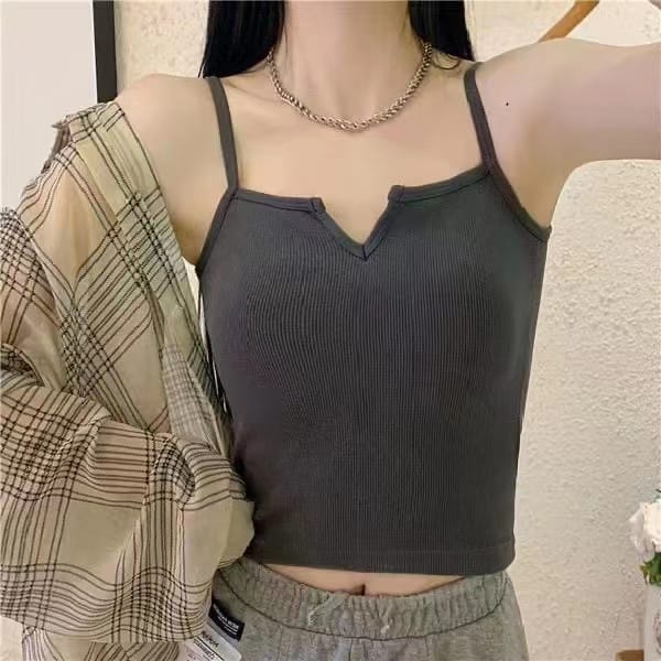 DISKON TERBARU  3 PCS DAN SATUAN TANK TOP Carra Top Knit Korean Style atasan rajut kamisol tanktop korea sexy ada busa kpop style