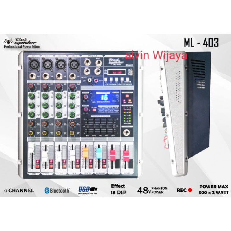 mixer power black spider ML-403. mixer 4ch