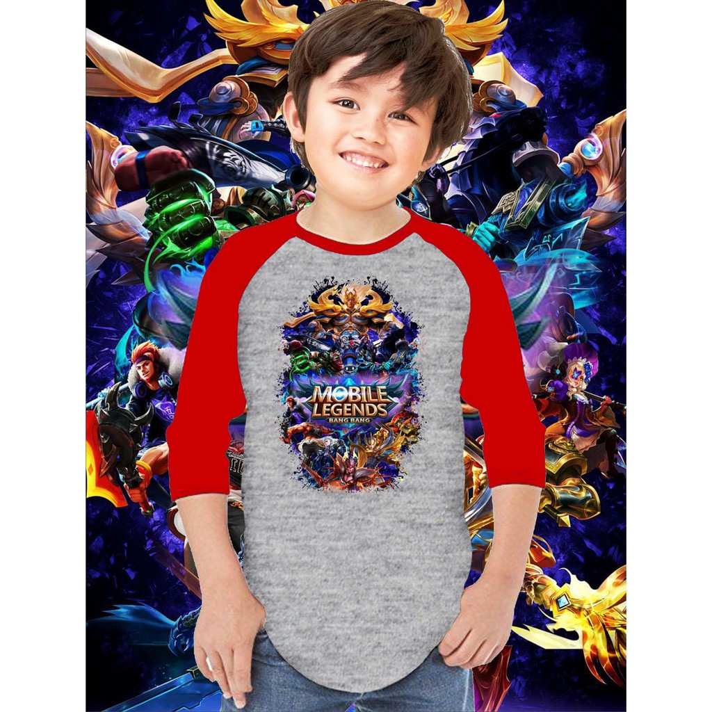BAJU MOBILE LEGENDS ANAK LAKI LAKI - BAJU KAOS MOBILE LEGEND ANAK ESPORT FF|ML|EVOS|RRQ|ML lengan3/4