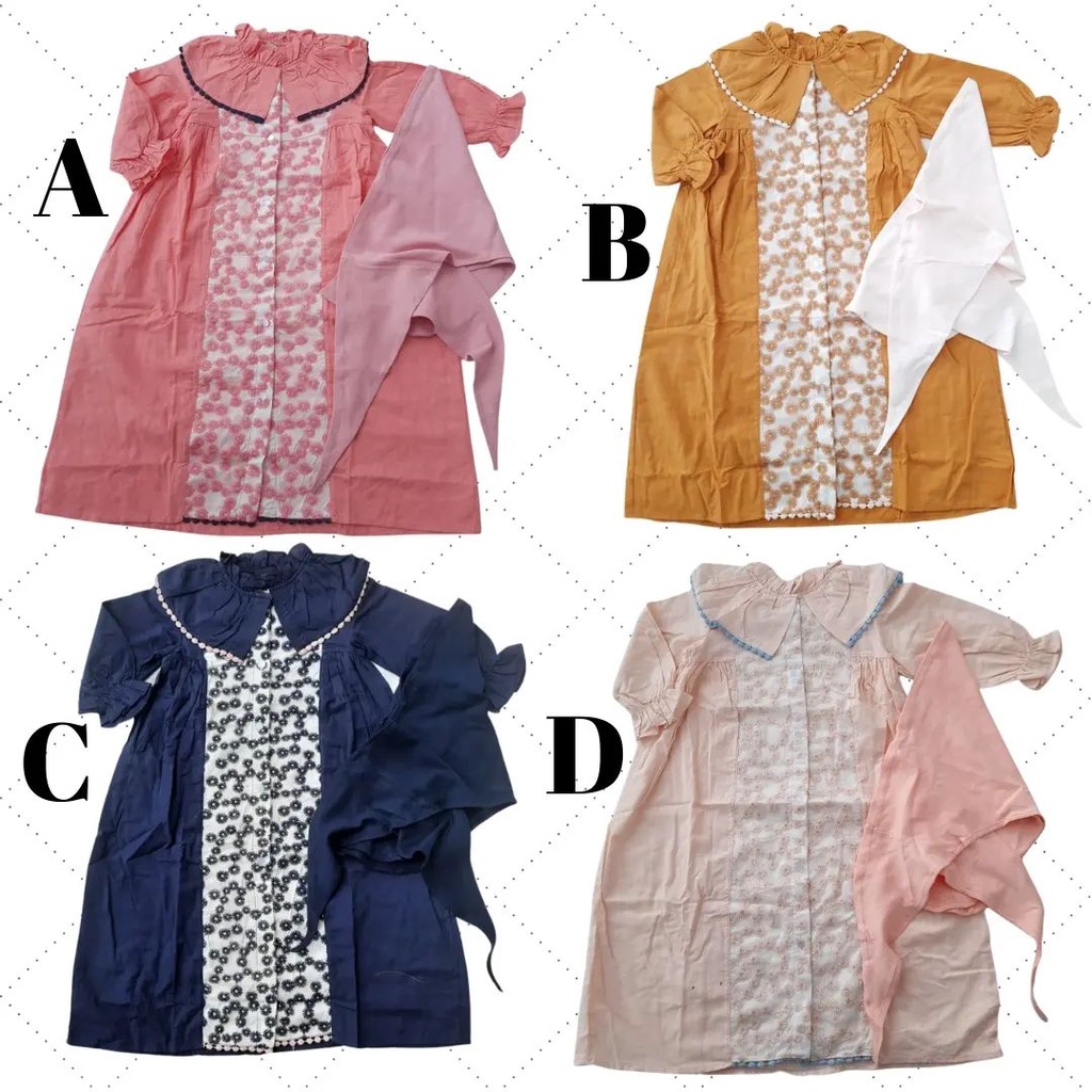 Mi Angel Gamis Jubah Mewah/ All size 6-24 bulan/ Baju Muslim Anak Perempuan