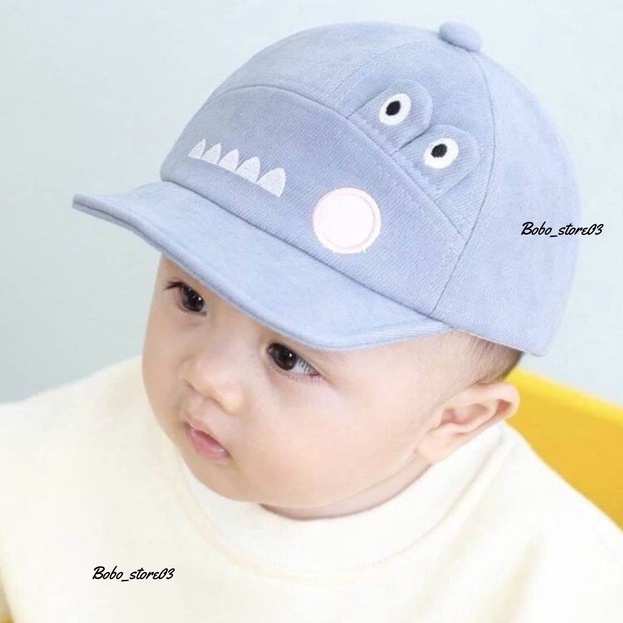 topi anak bayi laki laki perempuan lucu karakter crocodile premium-biu muda