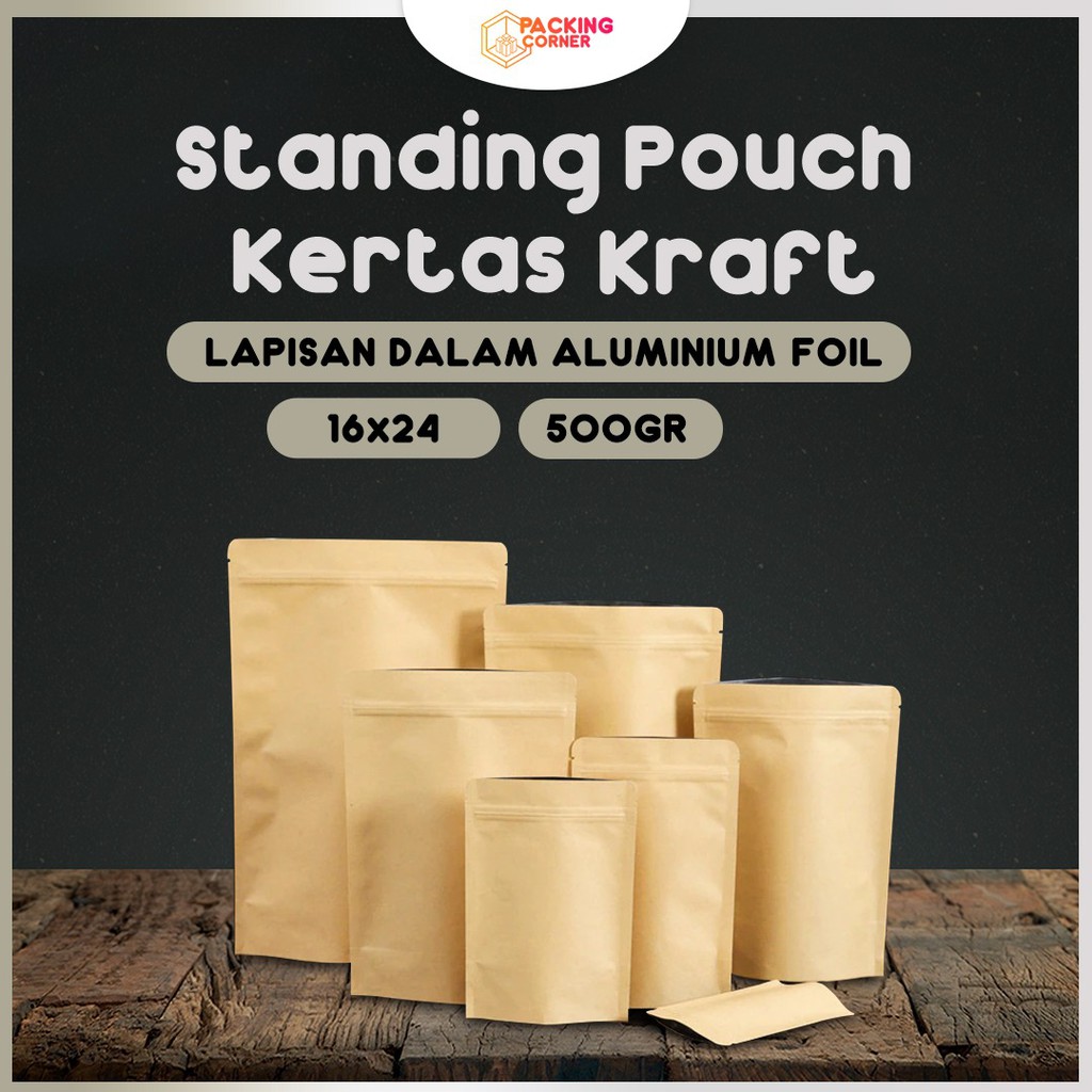 Jual Standing Pouch Kraft Paper X Cm Alumunium Foil Metalized