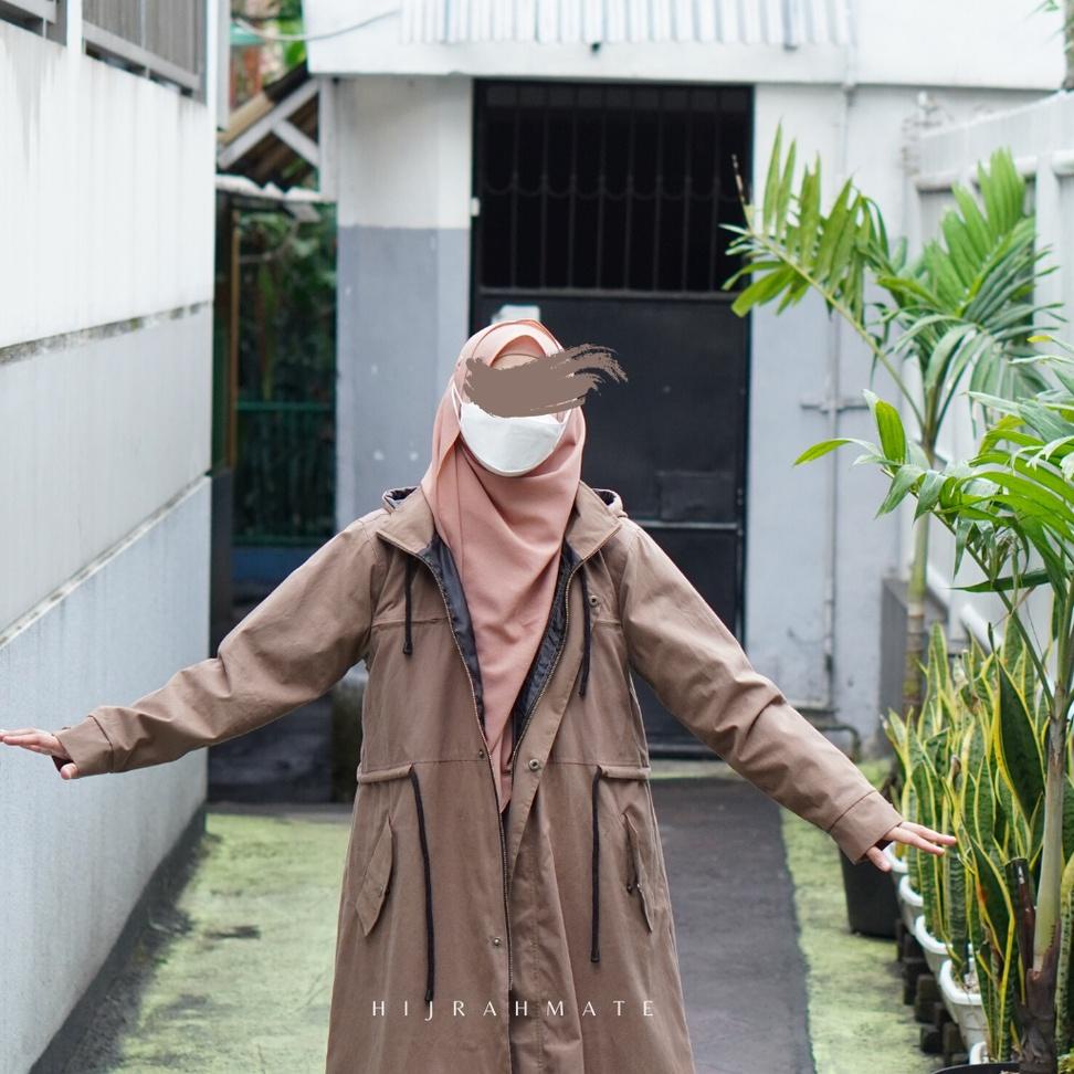 Ready Hijrahmate - Jaket Parka Muslimah Sumayya Jaket Hijaber dg Hoodie & Saku Rahasia (Desain 6 sak