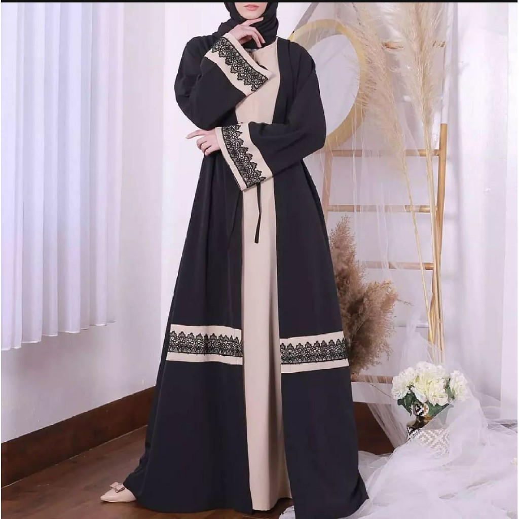 Gamis Abaya Hitam Turkey Dubai Arabian Lengan Panjang Jumbo Syari Untuk Remaja Dewasa atau Ibu Bahan Jetblack Saudi Premium Baju Muslim Basic Abaya Wanita Mewah Buat Pesta atau kondangan Fashion Muslim Kekinian Terbaru