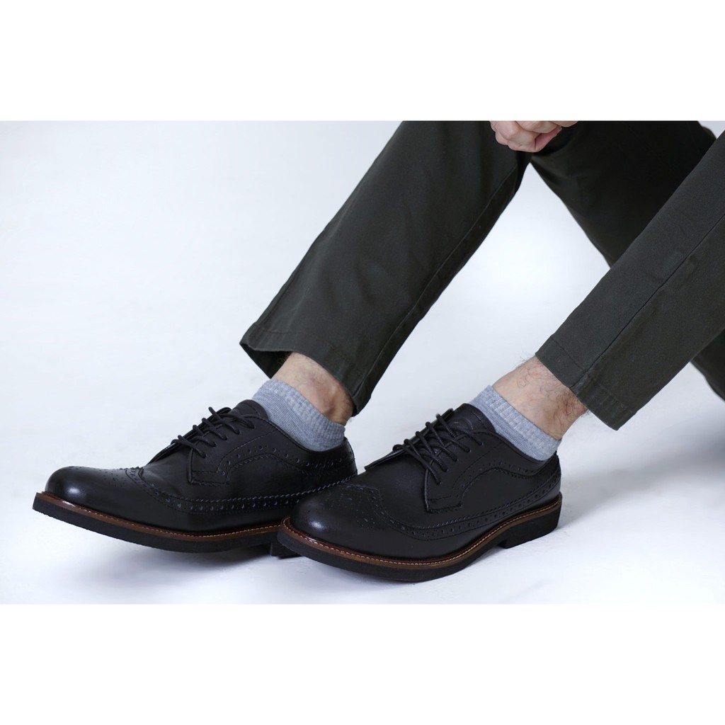 BRITISH BLACK (KULIT ASLI) |MNM x Kenzio| Sepatu Pantofel Pria Formal / Kantor ORI