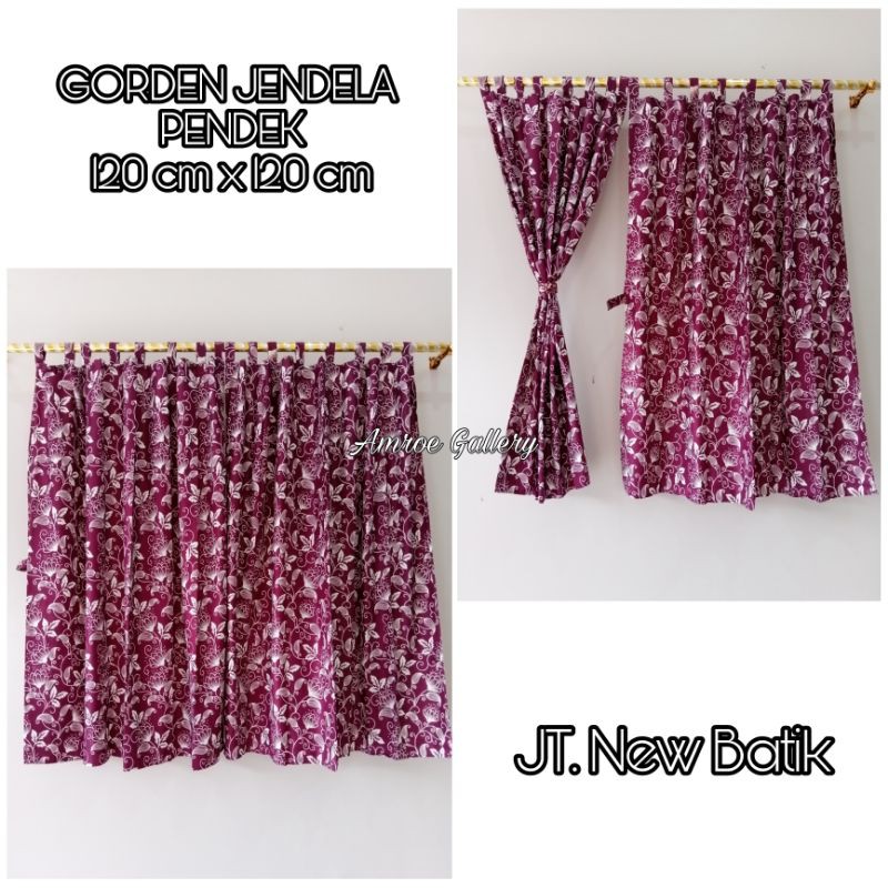 Gorden  gorden hordeng jendela pendek kamar kecil uk 120*120 motif batik