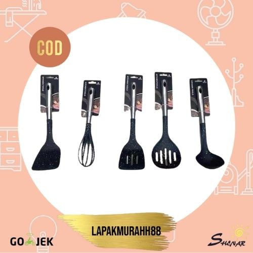 SPATULA KITCHEN SET MOCHA SHENAR SUTIL CENTONG SAYUR SATUAN ANTI LENGKET BAHAN PP KOMBINASI STAINLESS STEEL AWET