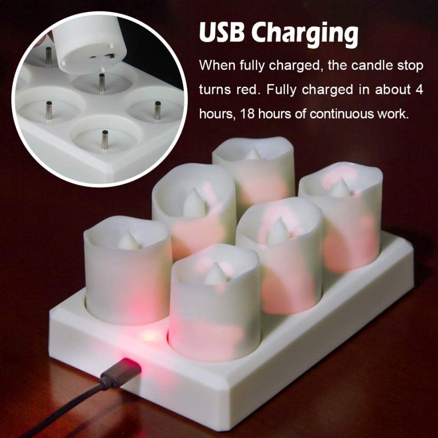 Tea Light Candle Portable Lilin Elektrik LED Rechargeable + Remote