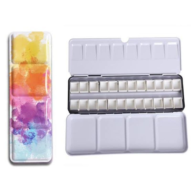 

art kreation empty watercolor metal tin box for 24 half pan