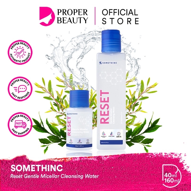 SOMETHINC Reset Gentle Micellar Cleansing Water Indonesia / Facial Wash Essence Mist Toner Serum Ampoule Eye Cream Creme Eye Gel Sunscreen Sleeping Mask Masker Moisturizer Body Cushion Powder Eyebrow Eyeliner Mascara Lipstick Lip Tint Balm Sugar Wax Paket