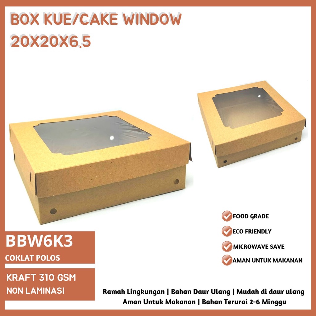 Box Nasi 20x20 Dus Nasi 20X20 Dus Kaca (BBW6K3-20X20X6.5 Cm)