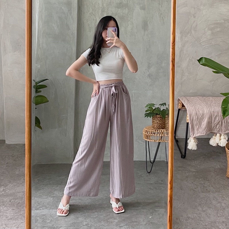 RX FASHION - HOME WEAR Celana Kulot Rayon Wanita Loose Cullote Pants Homewear Twistcone / jaz / armany kulot pants / Homewear Loungewear loose pants- NN