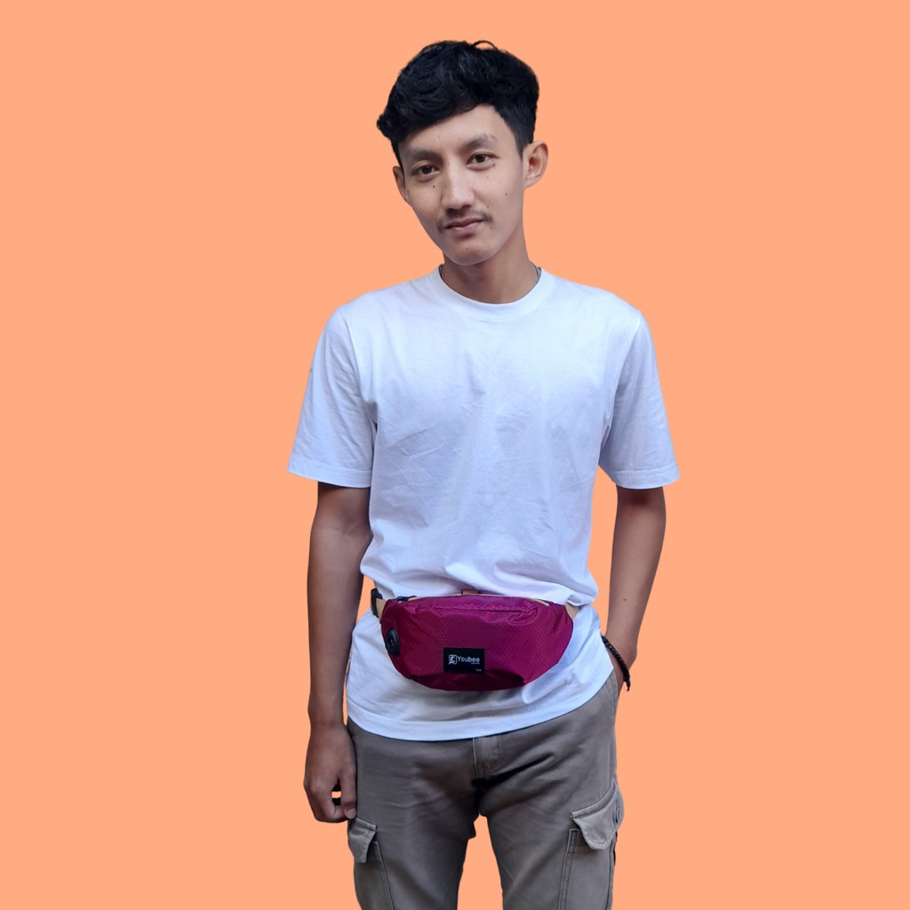 Tas Pinggang pria Bahan Motif Tawon Waistbag outdor