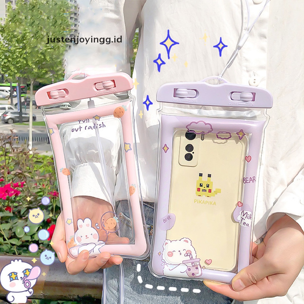 / / Justenjoyingg.id / Tas Pouch Transparan Anti Air Motif Kartun Lucu Holder Handphone