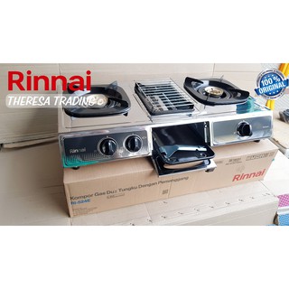 KOMPOR GAS RINNAI 3 TUNGKU 524 E STAINLESS STEEL WITH ...