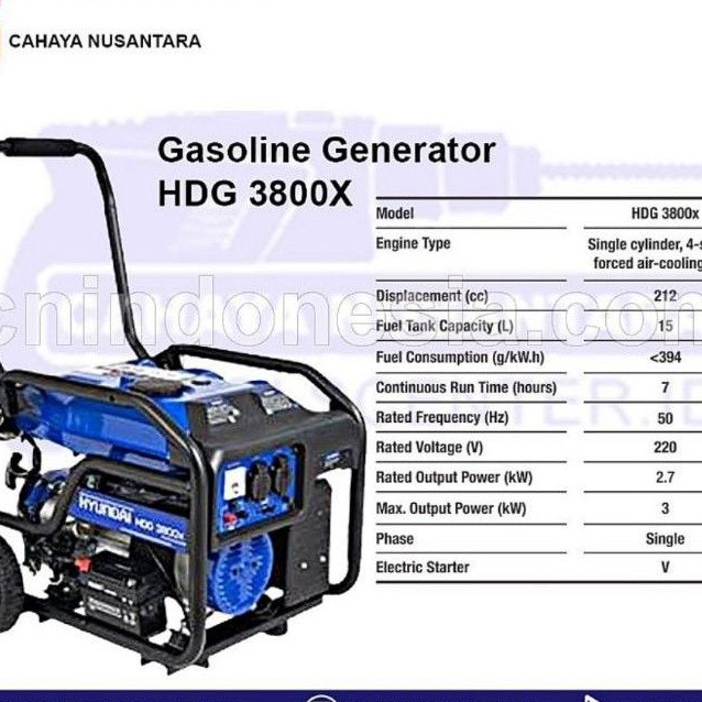 Mesin Genset Bensin 3000 Watt HDG3800 Hyundai
