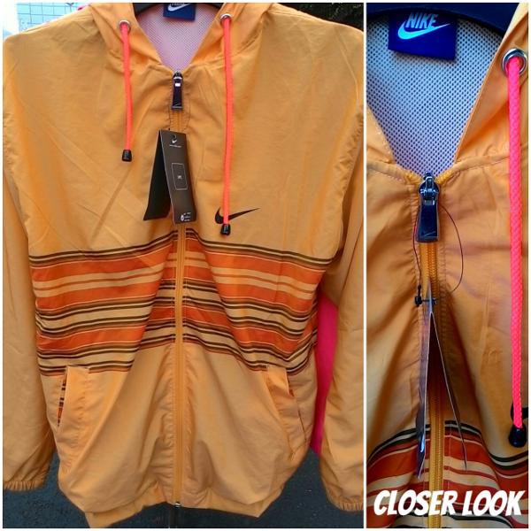 Terbaru     jaket running NIKE waterproof orange motif garis    Diskon