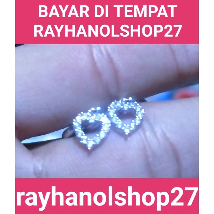 ANTING WANITA TITANIUM MATA LOVE FULL PERMATA RO-27 LAPIS EMAS 24 K TERSEDIA WARNA GOLD DAN SILVER