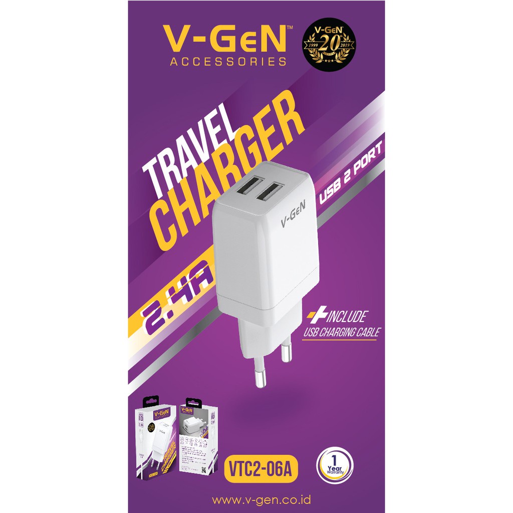 CHARGER V-GEN 2 USB  2.4A TRAVEL CHARGER VTC2-06A MICRO