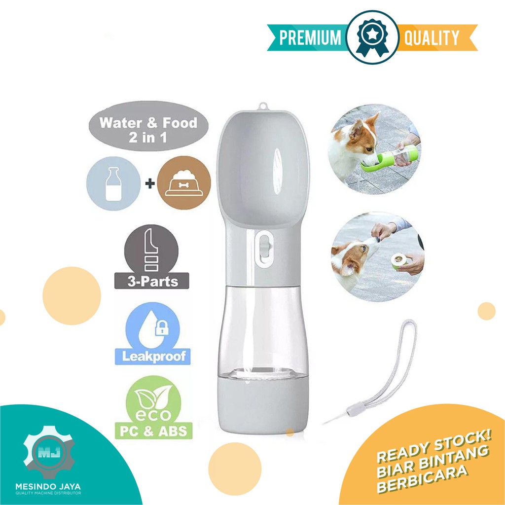 Pet Water Bottle 2 in 1 Travel Botol Minum Makan Anjing &amp; Kucing Hewan Portable Food &amp; Drink NEW