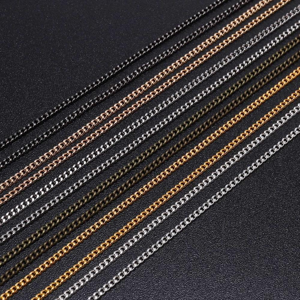 5m/lot Silver/Gold/Bronze/Rhodium  Plated Necklace Chains Brass Bulk For DIY Jewelry Findings Making Materials Handmade