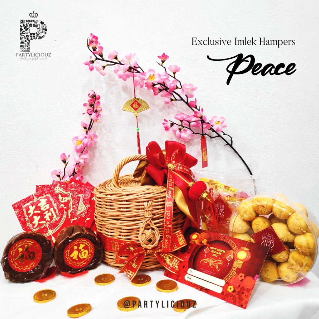 

PEACE HAMPERS - PARCEL KUE KERING SOUVENIR KADO TAHUN BARU HAMPERS IMLEK GONG XI FA CAI UNIK
