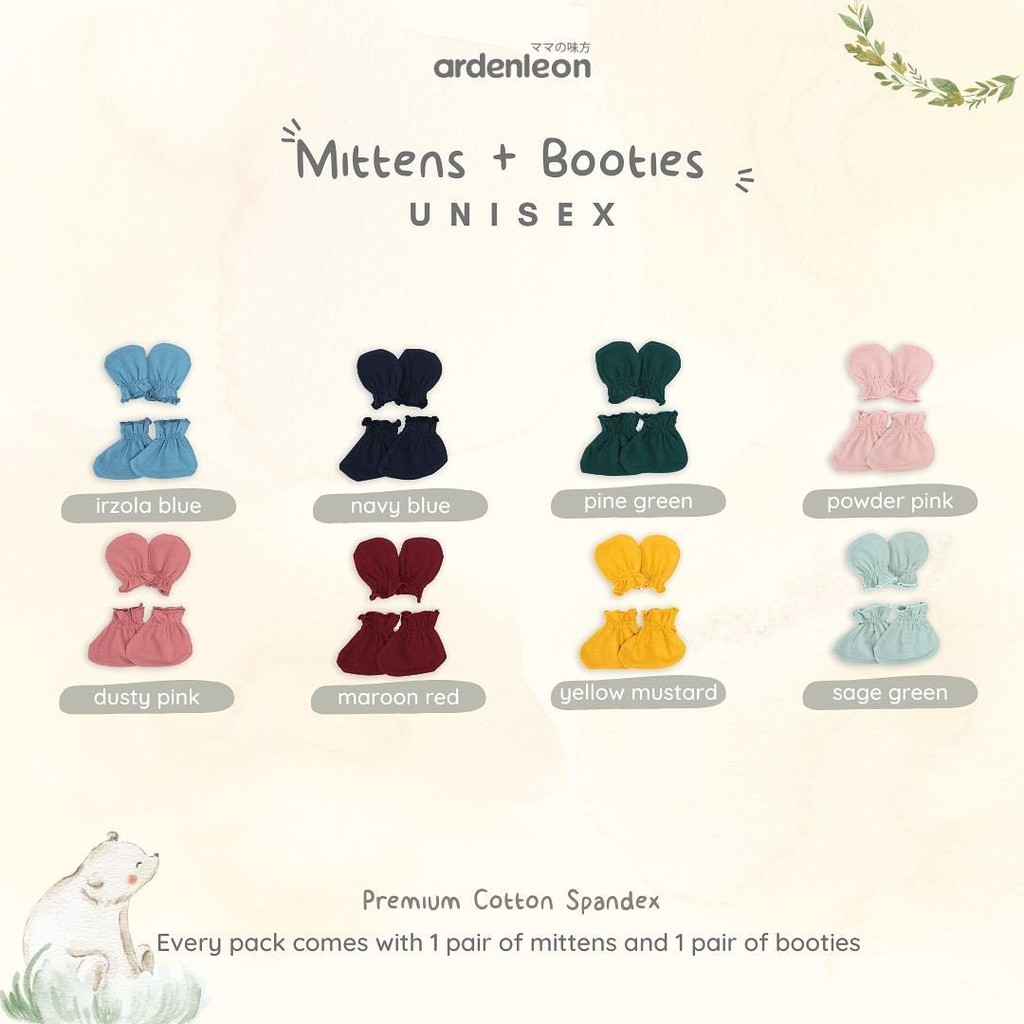 Ardenleon Mittens Booties (Spandex Series) / Sarung Tangan dan Sarung Kaki Bayi