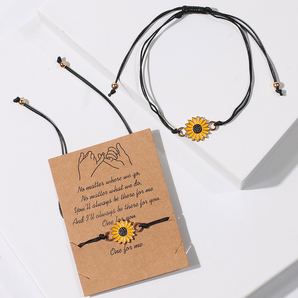 OVERFLOWS.ID Gelang Tali Couple Persahabatan Untuk Pasangan Bunga Matahari Bintang Bralet Sun Flower