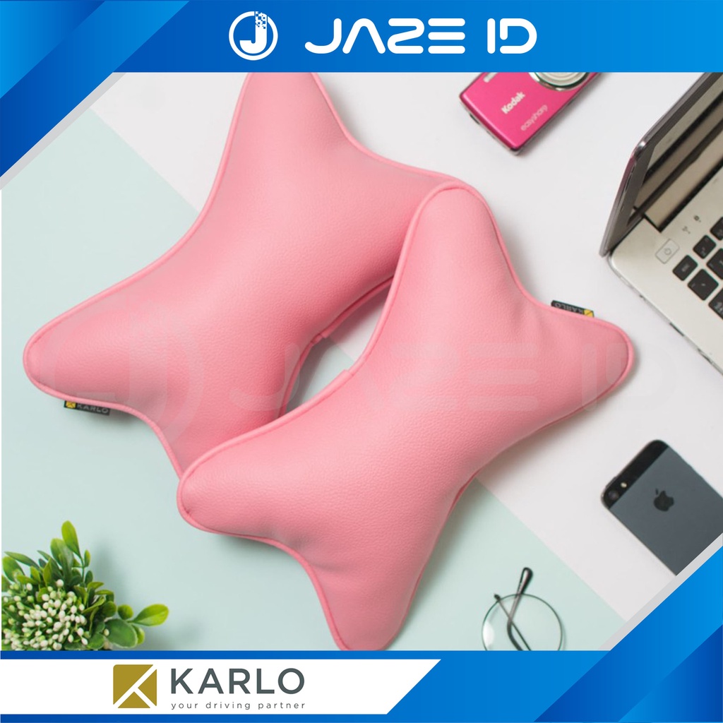 Karlo Bantal Premium Leher Kepala Mobil Basic Pink Merah Muda