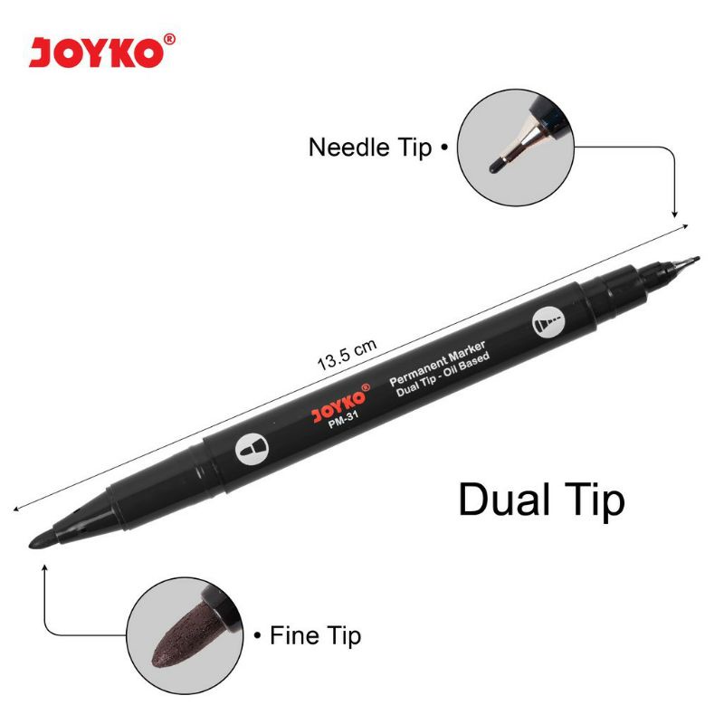 

Joyko Permanent Marker Spidol Permanen DUAL TIP PM-31 (PCS)