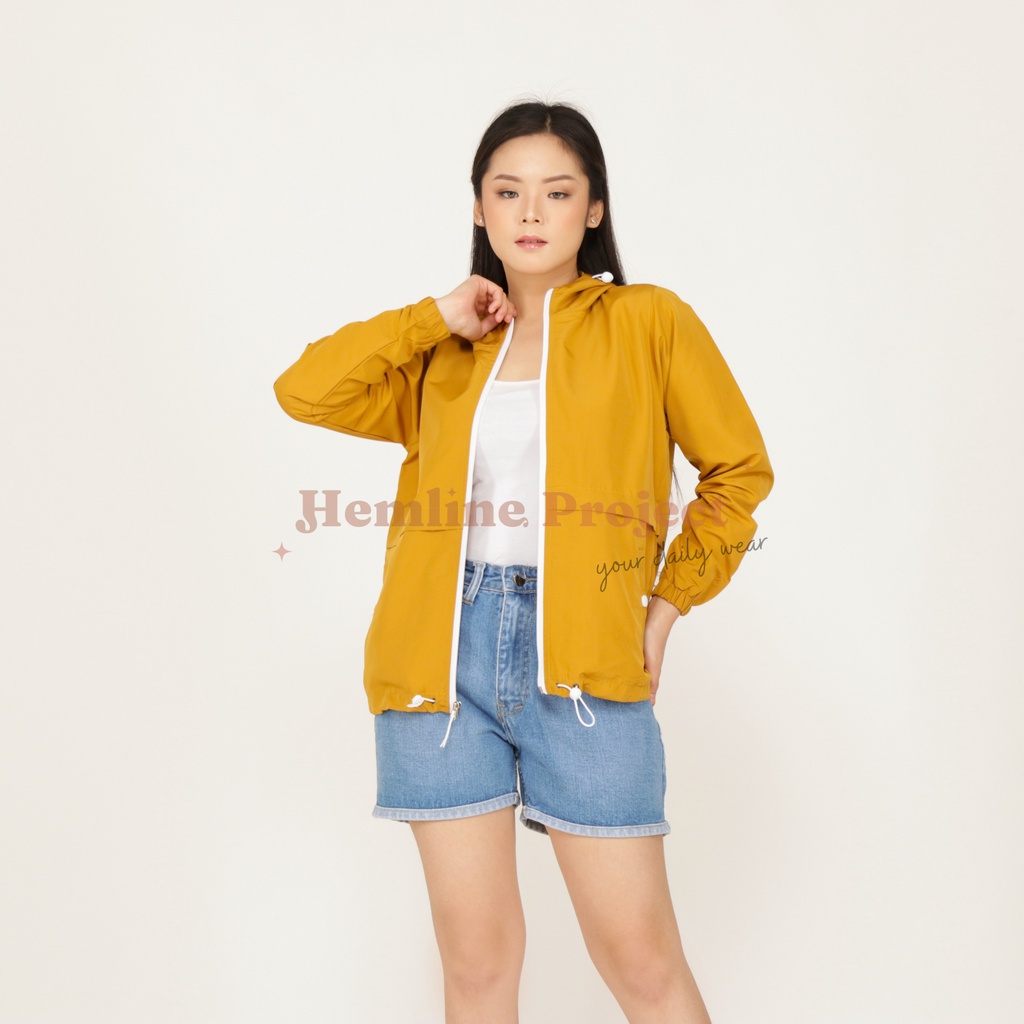 Elmyra Dust Yellow - Jaket Parasut Hoodie Wanita