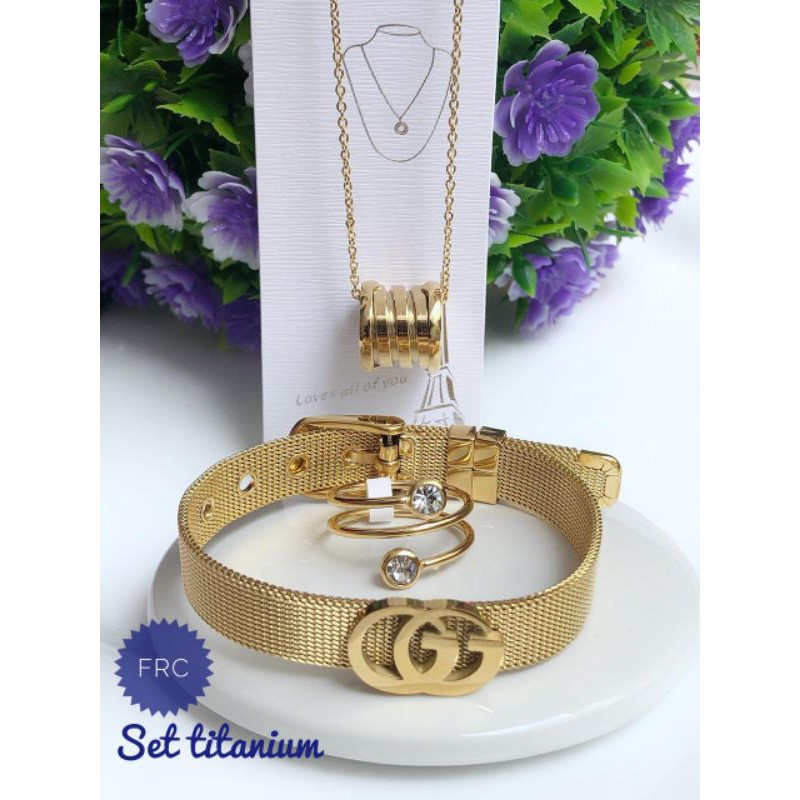 [TITANIUM] PAKET PERHIASAN TITANIUM GELANG BELT 011120