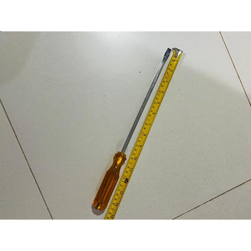 ATS Obeng Gagang Plastik Magnet 10'' 10in 10inch (+) (-) Obeng Tembus gg Plastik Kuning - Obeng Ketok ATS Panjang Pendek Plus Minus - Go Trough Screwdriver - ATS 8x250mm