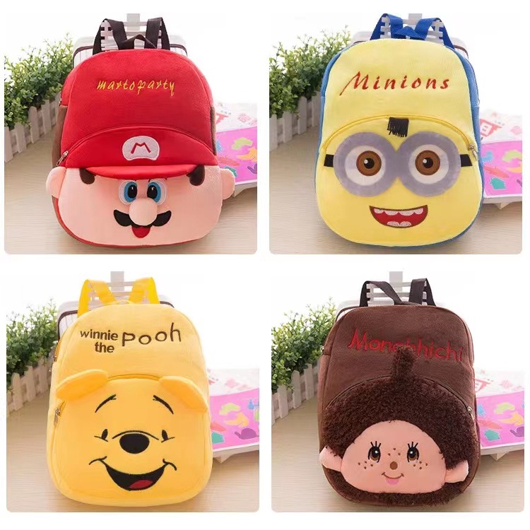 Tas Ransel Mini Backpack Anak Tas Punggung Anak Sekolah TK Motif Kartun Bludru Balita Boneka Azgalery T76-BESAR